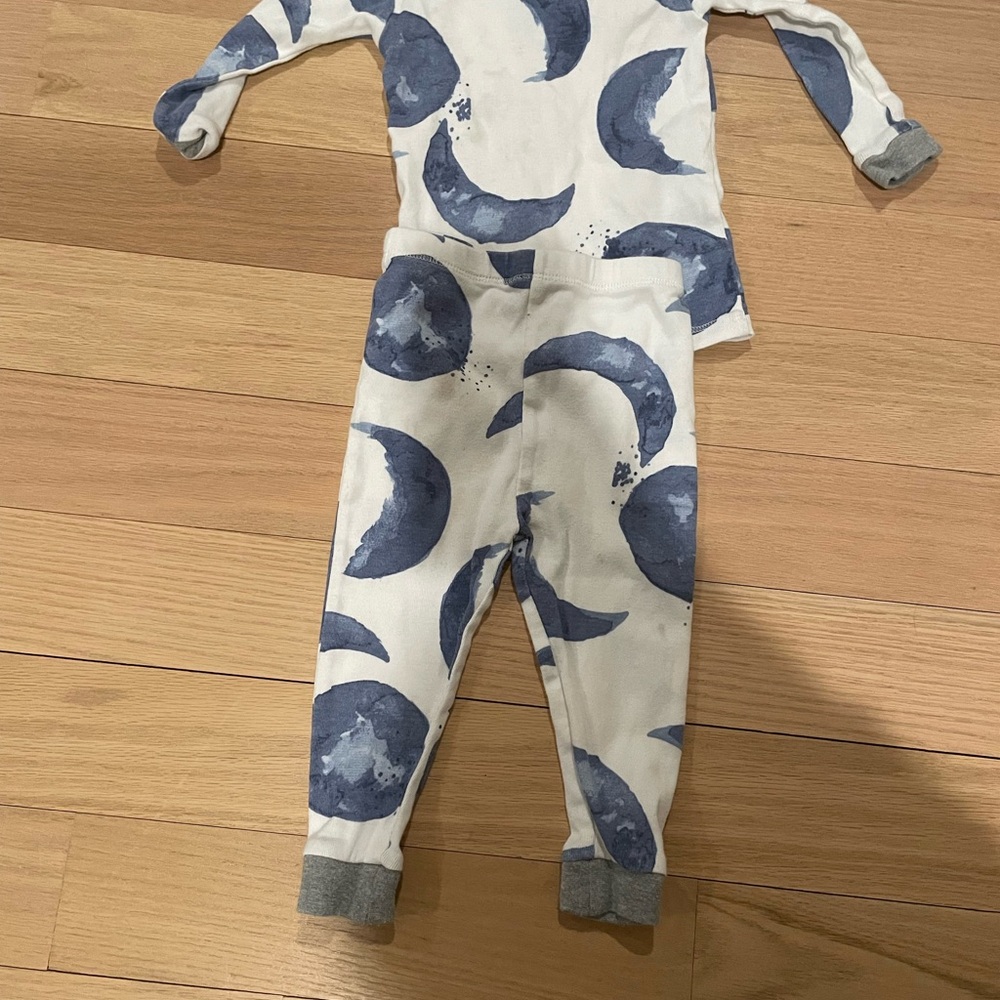 Burts Bees Blur/White Moon Print Pajama Set